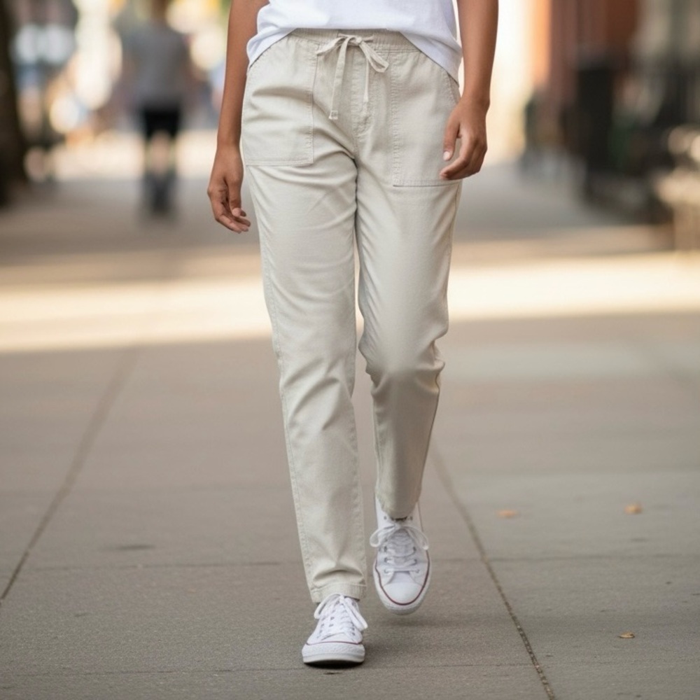 Hollister Beige Straight Leg Linen Blend Pants Size L